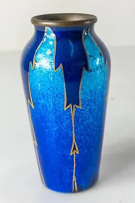 Antique Vintage Limoges Or Austrian Style Enamel On Copper Vase Signed Lini • $125