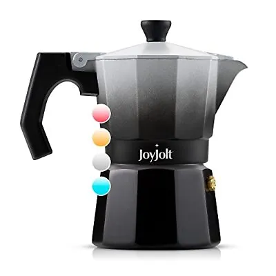 JoyJolt Italian Moka Pot 3 Cup Stovetop Espresso Maker. Black Aluminum Coffee... • $24.32