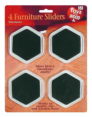 4PCS HEAVY DUTY CARPET FURNITURE SLIDERS MOVERS MAGIC MOVING GLIDERS - 70mm • £3.49