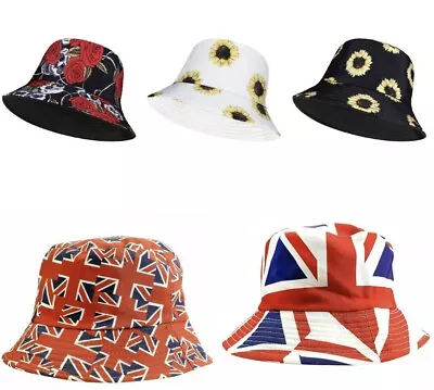 Adult Unisex Bucket Summer Hat Cotton Fisherman Sun Cap Fishing Beach Festival • £5.99