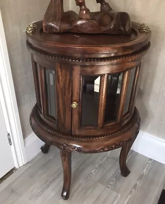 £30 • Buy Display Cabinet Glass Storage Unit Antique Drinks Chest Solid Mahogany Tray