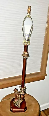 Vintage Brass Brown Bergman Bellhop Monkey Table Candlestick Lamp  31” Patina • $48.99