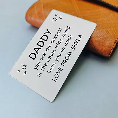 Personalised Best Daddy Wallet Card Fathers Day Birthday Christmas Gifts For Dad • £4