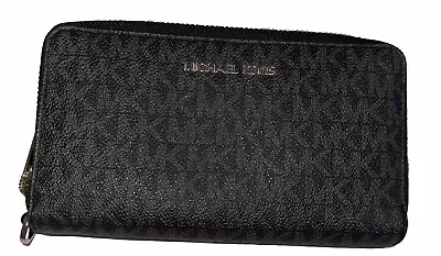 MICHAEL Michael Kors Black Jet Set Travel Flat Case Leather Wallet NO STRAP • $28