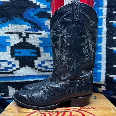 Tony Lama Black Leather Size 10D Cowboy Boots • $74.99