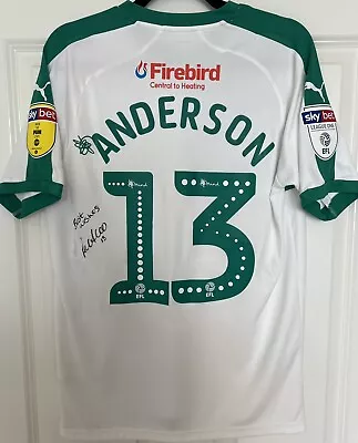 2018/19 - Plymouth Argyle SIGNED And MATCH WORN Away Shirt (#13 Anderson) Size M • £41