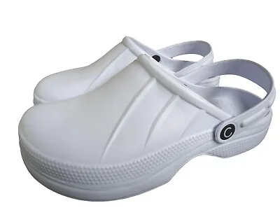 Hospital White Clogs Safety Kitchen Full Chefs Nurse Garden Slip On Womens New • £14.99