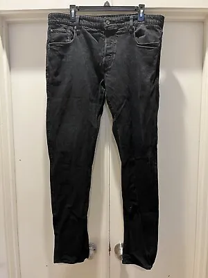 G-STAR 3301 Slim Jeans Men's 36x33 Distressed Whiskers Faded Denim Black • $37.95