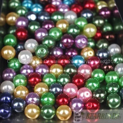 100pcs Mixed Czech Glass Pearl Round Loose Spacer Beads 4mm 6mm 8mm 10mm 12mm • £2.28