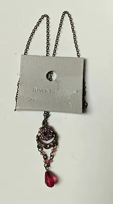 £2.89 • Buy RIVER ISLAND Pink Diamante Costume Necklace Jewellery Pendant Boho Chic 