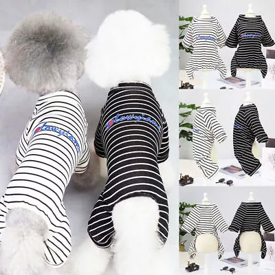 £8.49 • Buy Dog Cat Stripe Pajamas Jumpsuit Small Pet Puppy Clothes Costume Outfits Apparel