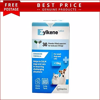 Zylkene Plus Calming Supplement For Dogs And Cats Under 10 Kg (BLUE) 30 Capsules • $57.93