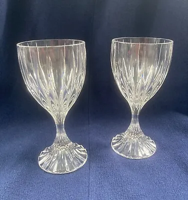 2 Mikasa Park Lane Crystal Wine Glasses 6 3/8  8 Oz Discontinued Pattern • $19.99