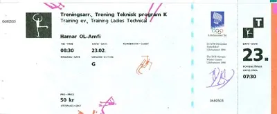 1994 Olympic Ticket Nancy Kerrigan Tonya Harding Ladies Singles Training Session • $5