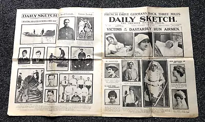 DAILY SKETCH WW1  12th June 1918 Newspaper: Victims Of The Dastardly Hun Airmen • £8.99