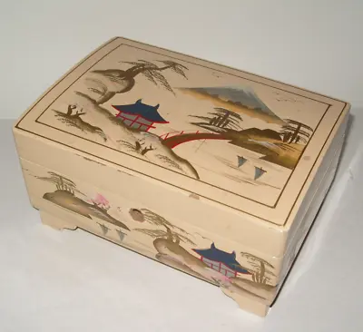 Japanese Lacquered Musical Jewellery Box 1950s With Key - Collectable Vintage • £70