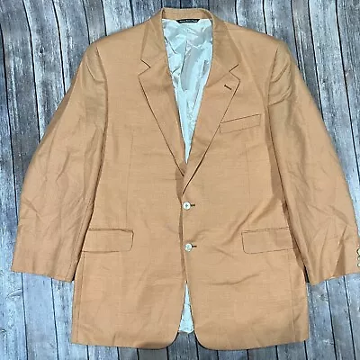 Jack Victor Bocawood Cashmere Silk Sport Coat Blazer Mens 46L Orange Suit Jacket • $59.95