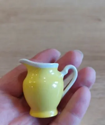 Vintage Dollhouse Miniature Pottery Ceramic Yellow Pitcher Czechoslovakia • $9.99