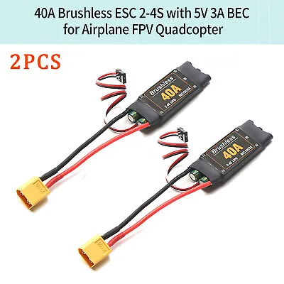 2PCS 40A Brushless ESC Electronic Speed Controller XT60 Plug W/3.5MM Banana Head • $16.78