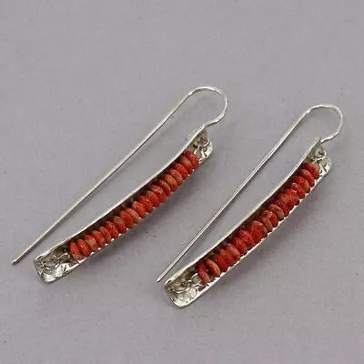 RARE Vintage Silpada Sterling Sponge Coral Long Earrings W1020 Hostess Only 2004 • $69.99