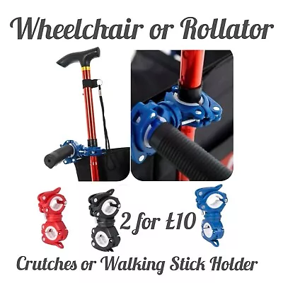 Walking Stick Holder Crutch Holder For Walking Frames Or Wheelchairs 2 For £10 • £5.99