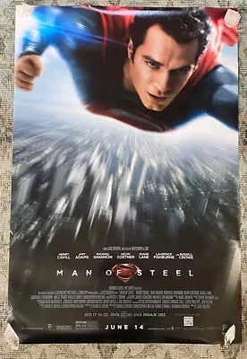 MAN OF STEEL Original SUPERMAN Movie POSTER Henry Cavill DOUBLE SIDED 27  X 40  • $17