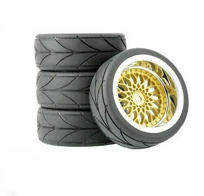 4Pcs Tires And 12mm Hex Wheel Rims For HSP HPI RC 1:10 Scale On-Road Racing Car • $19.89