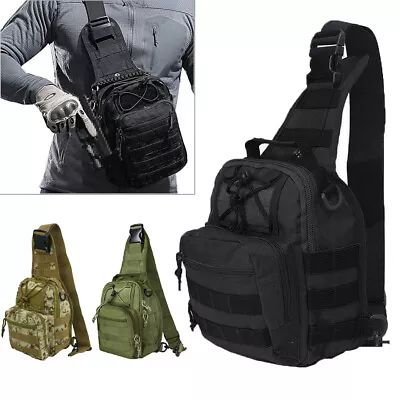 Tactical Concealed Carry Sling Bag Molle Pistol Holster Shoulder Chest Backpack • $15.98