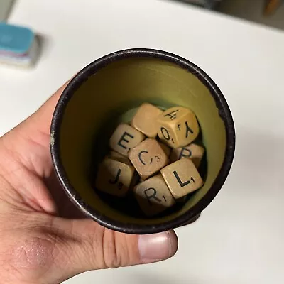 Vintage Scrabble Crossword Cubes Game 1964 Wooden Letters Words Cup Only • $4