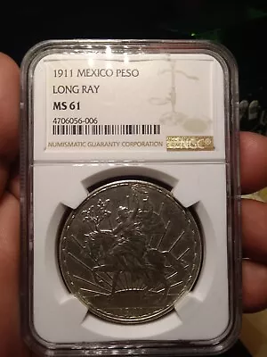 1911 Peso  Caballito  NGC MS-61 Long Ray • $830