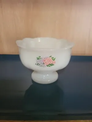 VINTAGE- Avon White Milk Glass Pink Rose Cup Bowl Dish  • $2.99