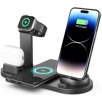 Wireless Charger Stand Station Fast Charging For IPhone Samsung AirPods IWatch • £7.99