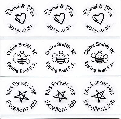 $5.99 • Buy 48pcs 30mm Round Clear Personalised Name Stickers, Name Labels, Waterproof