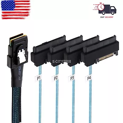 Mini SAS 36P SFF-8087 To 4 SFF-8482 Connectors With SATA Power Cable 1M US Stock • $12.95