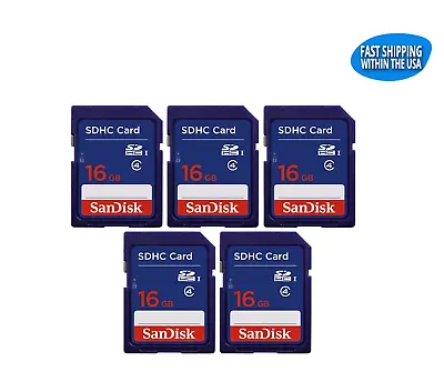 Sandisk SD Card 16GB Class 4 (SDSDB-016G-B35) Memory Card For Camera (5 Pack) • $28.40