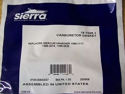 Mercury Carburetor Gasket Kit 18-7006-1 1399-2015 1399-1717 Outboard Boat Motor • $14.95