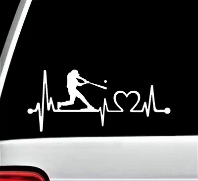 Baseball Guy Batter Heartbeat Lifeline Decal Sticker Glove Helmet Batting K1075 • $3.58