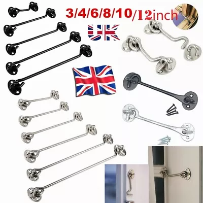 300mm Stainless Steel Cabin Hook And Eye Latch Lock Shed Gate Door Catch Holder • £4.29