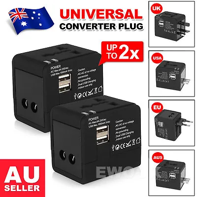 $18.95 • Buy Universal Travel Adapter Dual 2 USB Plug Charger AC Power UK US EU AU
