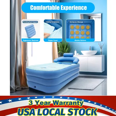 Inflatable Bath Tub Adult Folding Portable Bathtub Spa Warm Blow Up Bathtub PVC • $42.75
