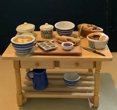 £18 • Buy Dolls House 1:12 Scale Kitchen Table With Food, Cookware, Crockery, Cutlery…