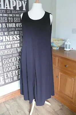 Ann Harvey Black  Comfy Round Neck Jersey  Maxi Vest Dress. Size 22. • £10