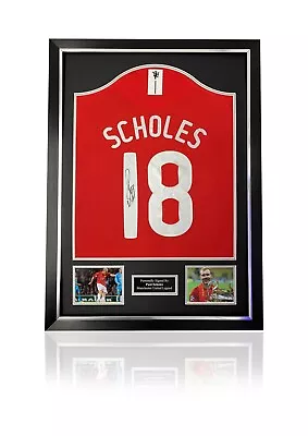 Paul Scholes Signed Framed Football Manchester United Red Home 2008 Shirt MUFC • $284.16