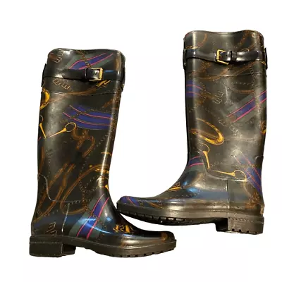 Lauren Ralph Lauren Rain Boots Wellies Rubber Rain Gear Equestrian Riding 6 • £61.75