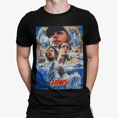 £10.79 • Buy Jaws Group T-shirt - Movie Poster 70s 80s Shark Movie Film Retro Yolo Gift Tv