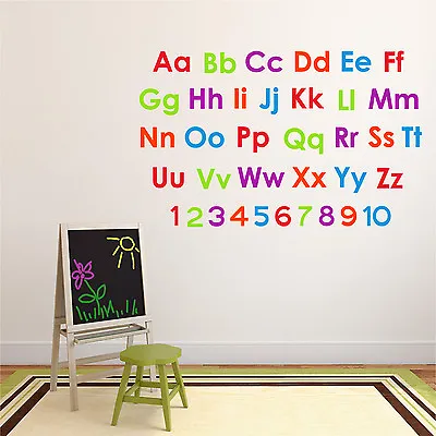 ALPHABET LETTERS NUMBERS Wall Stickers Learning Girls Boys Bedroom Nursery   • £9.99