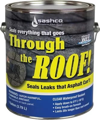 NEW CASE OF (2) Sashco  14004 1 GALLONS Through The Roof Sealant Clear 6012413 • $116.99