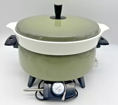 Vintage MCM 23056 Avocado Green Slow Cooker Brown & Simmer Skillet 23056 • $39.99