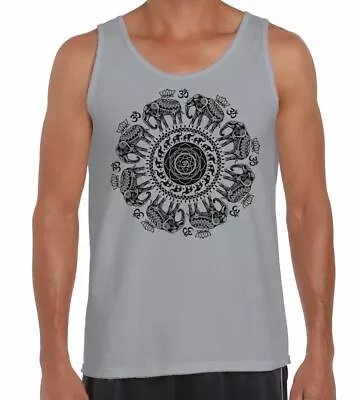 Elephant Om Symbol Mandala Design Tattoo Hipster Large Print Men's Vest Tank Top • £12.95