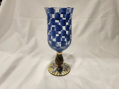 Mackenzie-Childs Circus Vintage Blue Checked Water Goblets • $600